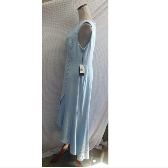 NEW Adrianna Papell SKYWAY BLUE Side BUTTON DETAIL V-Neck HIGH LOW Dress GOWN 16 - Picture 6 of 16